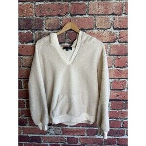 Nili Lotan Sherpa Pullover Hoodie Women's Size Large Boho Beach Yoga Terrycloth